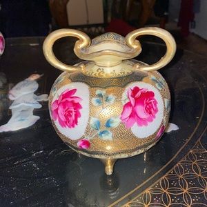 Vintage Nippon hand painted flower vase